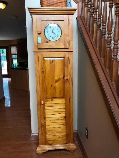 Contemporary Pine Grandfather Clock W/Storage