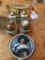 Ceramic, Luster Salt and Peppers, Kaizer Mini Plate, and Decorative Vase