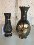 MIixed Metal Japanese Vase and Brass Bud Vase