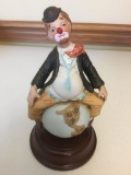 Bisque Figural Clown Music Box W/Sankyo Works