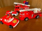 (4) Plastic Firetrucks & Cars