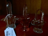 (3) Vintage Glass Baskets