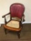 Vintage Walnut Side Chair W/Upholstered Back & Cane Seat