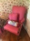 Vintage Upholstered High-Back Arm Chair W/Matching Pillows