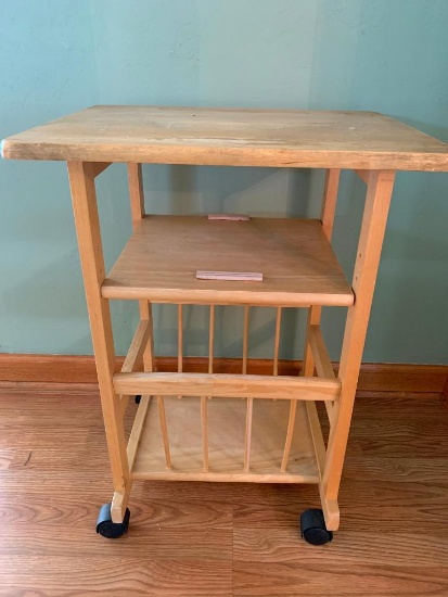 Wooden Kitchen Cart On Wheels