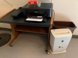 Printer Stand W/Canon Printer & Paper Shredder