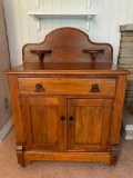 Wooden Washstand W/Splash Back & Candle Holders