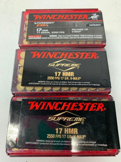 (3) Boxes Of Winchester 17HMR Ammo (150) Rounds