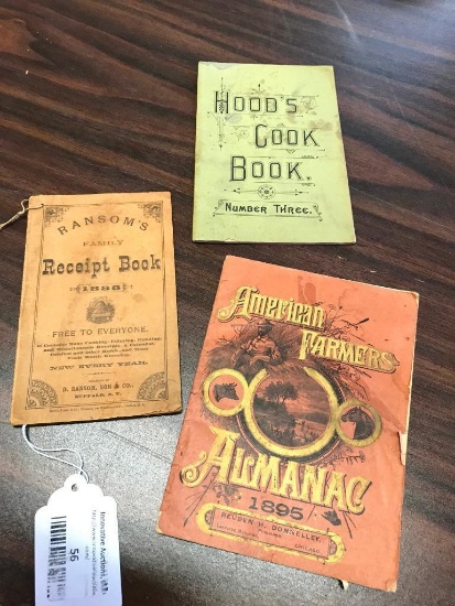 Hoods Cook Book, Ransoms Family Receipt Book and 1895 American Farmers Almanac