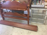 Full Size Headboard, Foot Board and Rails with an Antique Window