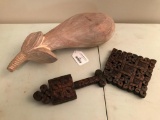 (2) Carved Wooden Decorator Items
