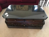 Contemporary Wood & Marble Coffee Table W/Drawers