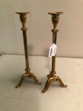 Matching Brass Candle Holders W/Tripod Bases