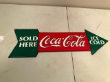 Contemporary Coca Cola Embossed Arrow Sign