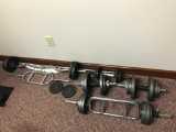 Weights: 110 Lbs. Of Iron Weights + Variety Of Dumbells & Curl Bars