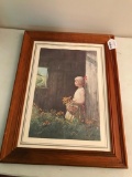 Girl W/Daisy's Print In Pine Frame