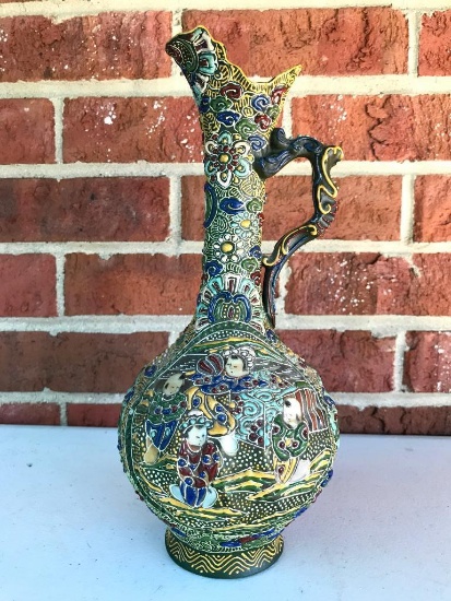 Japanese Enamel Dot Vase, 11 Inches Tall