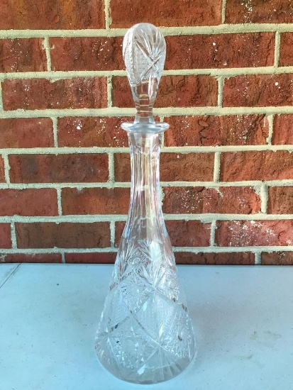 Pressed Glass Decanter with Glass Stopper