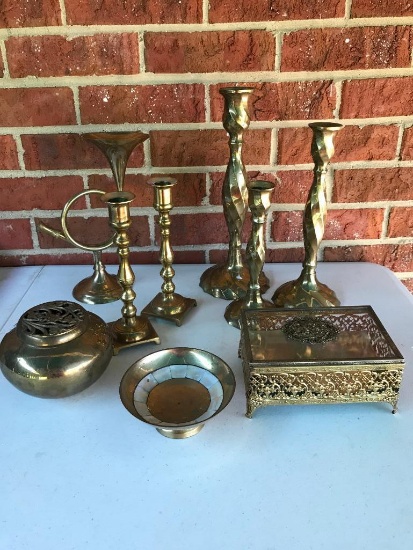 Brass Candle Sticks and Decorative Items