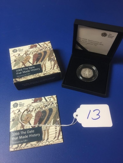 2016, 950th Anniversary of the Battle of Hastings United Kingdom 50P Silver Proof Coin in Case