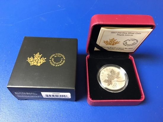 2017 Ten Dollar Fine Silver Coin, Maple Leaf in Case