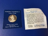 1977 Foundation at Valley Forge, Official Valley Forge Gold Medal Proof, 500/1000 Fine Gold