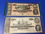 1864 Ten and Twenty Confederate States of America Bills