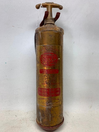 Vintage "General Quick Aid" Brass Fire Extinguisher W/Wall Bracket