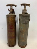 (2) Brass Fire Extinguishers W/Brackets