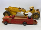 Vintage Wooden Fire Truck & Ny-Lint Earth Mover Parts