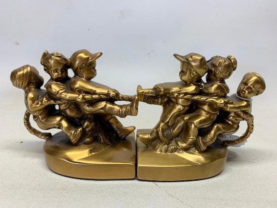 Nice "Tug Of War" Bookends By PM Craftsman