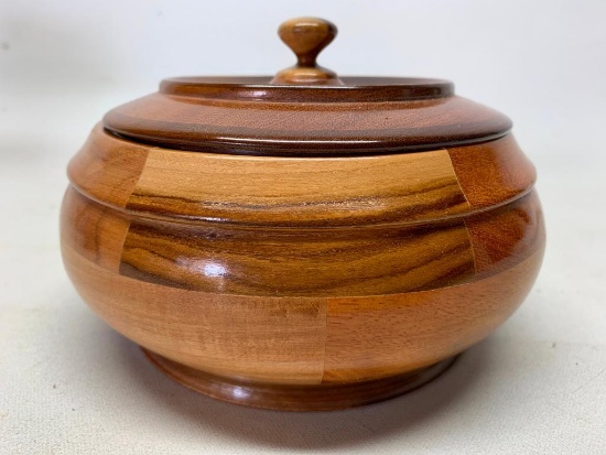 Turned Wooden Lidded Bowl