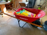 5 CF Metal Wheelbarrow W/Potting Soil