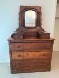 Early 3-Drawer Dresser W/Mirror-120 Years Old