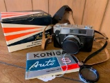 Vintage Konica Auto S 35mm Camera W/Box & Manual