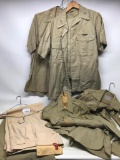 (4) WW II Military Shirts & (2) Pair Of Pants