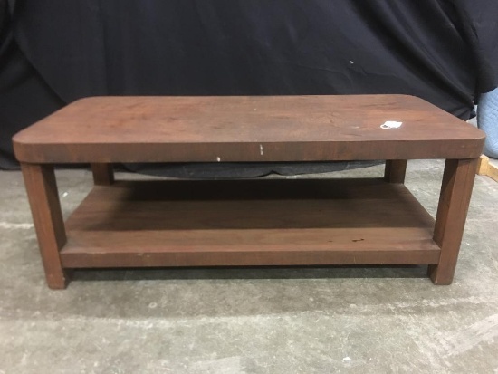 Walnut Top, Oak Leg and Plywood Shelf Coffee Table