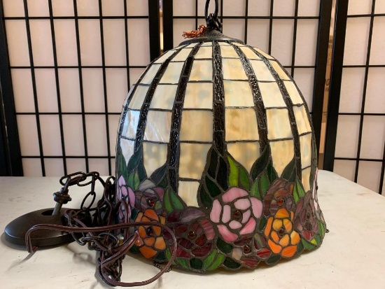 Contemporary Leaded Glass Type Hanging Lamp