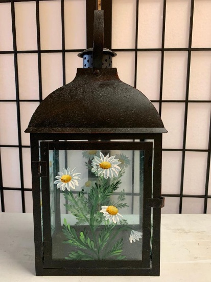 Metal Candle Box W/Hand Painted Daisy's
