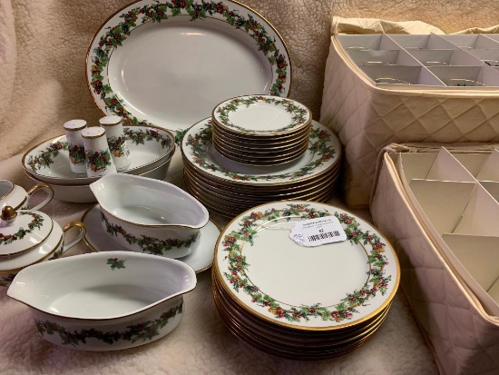 (74) Pcs. Christmas "Holly & Ivy" Dinnerware By Royal Gallery