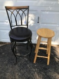 Swivel Bar Stool & Wooden Stool