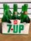 Vintage 7-Up Paper Carton W/(6) Bottles