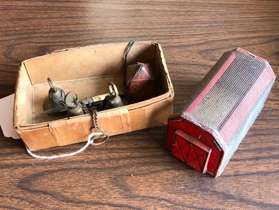 Primitive Cricket Box & Mini Brass Bells