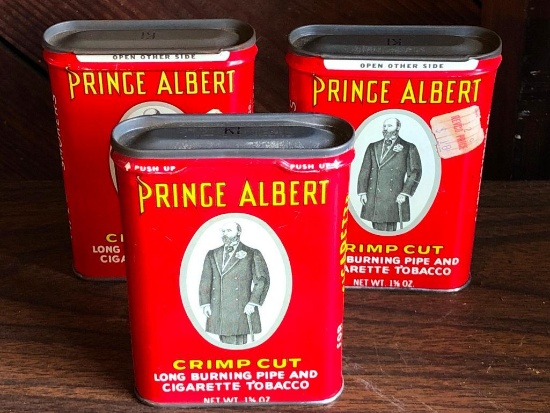 (3) Vintage "Prince Albert" Tobacco Tins-Never Opened!