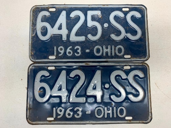Set Of 1963 Ohio License Plates