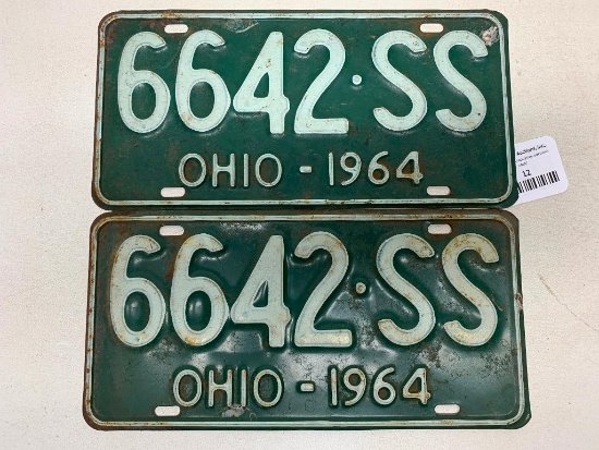 Set Of 1964 Ohio License Plates