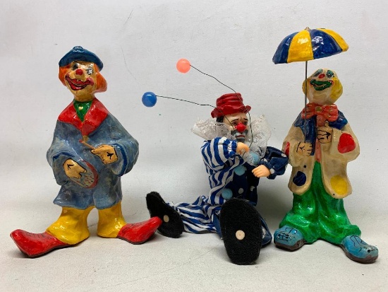 Group Of (3) Vintage Paper Mache' Clowns