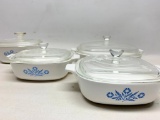 (4) Corning Ware Baking Dishes W/Lids