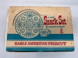 Vintage Prescut Glass Snack Set In Original Box