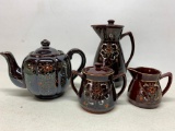 1960's Japan Enameled Teapot, Pitcher, & Cream & Sugar